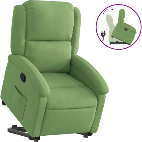 vidaXL Poltrona Alzapersona Reclinabile Verde Chiaro in Velluto