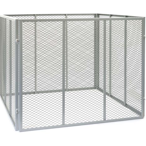 Compostador 100x100x80cm para 800L de compost, jaula metálica para compostaje abierto en el jardín