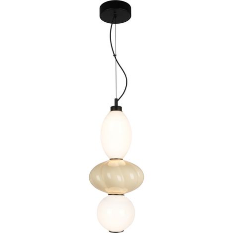 Lampada sospensione Art Déco ceramica beige LED 18W Tordi Italux (1/3)