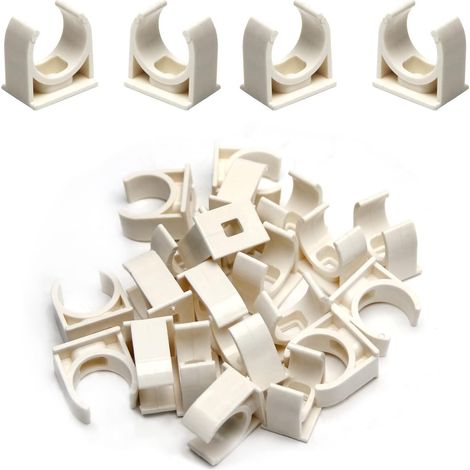 Lot de 100 colliers de serrage pour tuyaux d'eau Blanc - 20 mm - en PVC - Boucles en forme de U - Support de suspension (1/5)