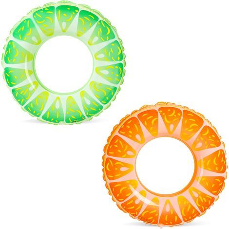 Juego de 2 flotadores hinchables con estampado de frutas para piscina, portátiles para niños y adultos. (1/5)