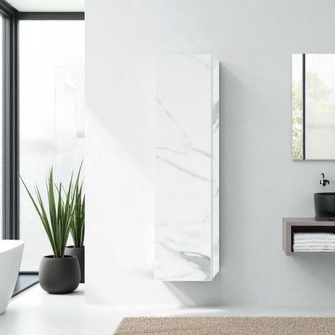 Colonna sospesa H160 con 1 anta reversibile Marmo Bianco (1/2)