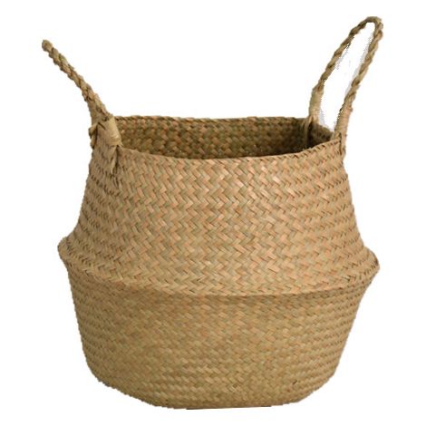 Panier de rangement en algues, pot de fleurs, panier à linge naturel avec poignée, panier de rangement pliable en osier pour jouets, sac de rangement, sac de plage (1/5)