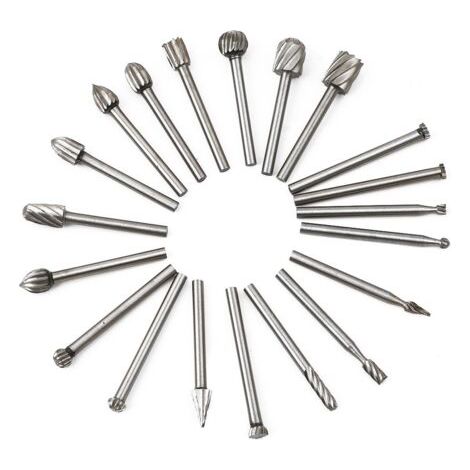 Fraises Rotatives - 20Pcs Embouts de Fraisage HSS Fraise Bois Outil de Routage du Bois avec 3mm Tige/Accessoires Outil Rotatif (1/5)