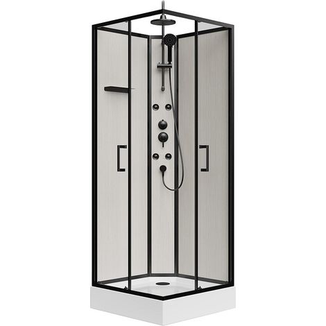 Box doccia idromassaggio L80 x l80 x H225 cm in Fibra di bambù Nero opaco - ARDALI