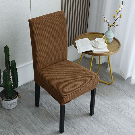 Housse de Chaise de Salle à Manger Extensible, Housse de Chaise de Salle à Manger Lavable Universel, Housses De Chaise avec Dossier, Revêtement de Chaise Moderne(Marron clair,Lot de 4) (1/4)