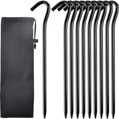 Lot de 10 sardines de tente de 18 cm en métal et aluminium - Piquets de camping pour tente, piquets de terre stables, sardines de jardin - Idéal pour le camping (1/5)
