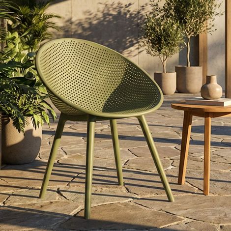 Silla Tansen, 2 sillas, Adecuado para interior/exterior, Material estructura de plástico, Verde (1/5)