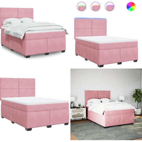 vidaXL Boxspringbett mit Matratze Rosa 160x200 cm Samt (1/5)