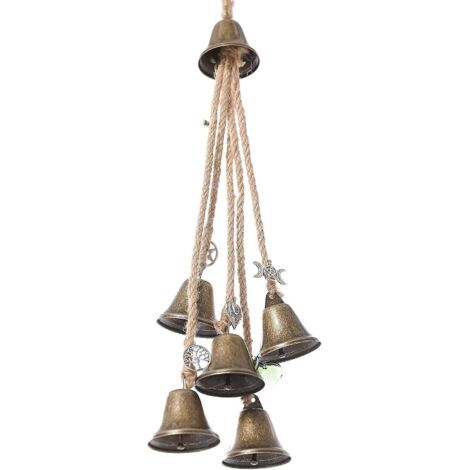 Ahlsen Cloches de sorcières, charme de protection de porte, énergies négatives claires magiques, attire les carillons éoliens positifs, boho ornements suspendus pour porche, jardin, fenêtre, métal (1/5)