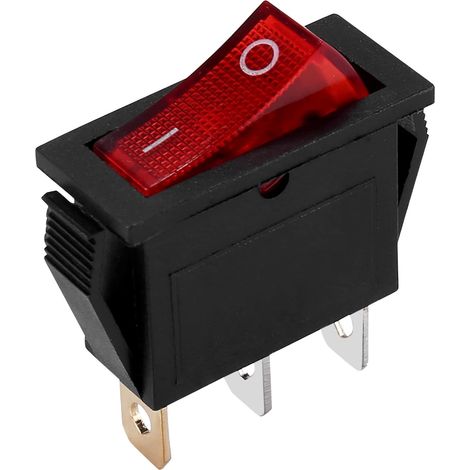 Interrupteur Bascule Bipolaire - 1 Pièce - Rouge Lumineux - 250V 15A - Pour Tableau Électrique - 28x10mm (1/5)