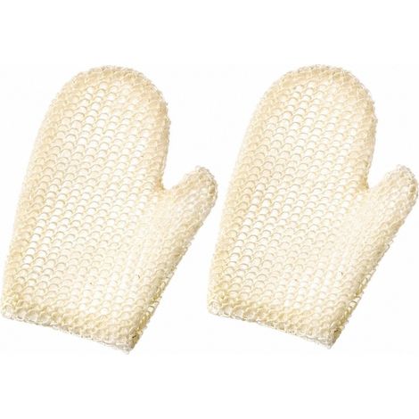 Gants de bain en sisal et ramie, lot de 2, carrés double face, gants de massage exfoliants (1/5)