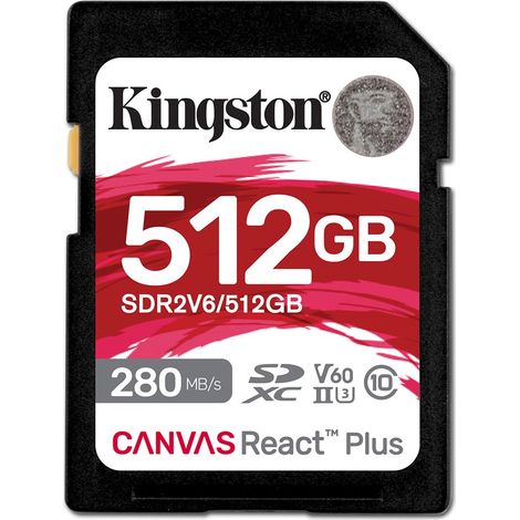 Kingston canvas react plus v60 512 gb speicherkarte - blitzschnelle leistung fur professionelle fotografen und videofilmer 82505 (1/5)