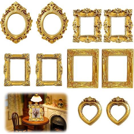 10 Pack Mini Photo Frame Vintage Resin Baroque Style Gold Photo Frame Photo Frame Photo Props Embossed Wall Decor Phone Case DIY KERYBW 10 Pack Mini Photo Frame (1/5)
