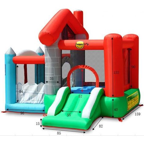 Castello Giostra Gonfiabile Happy Casa con Scivolo e Pompa Inclusa Happy Hop (1/10)