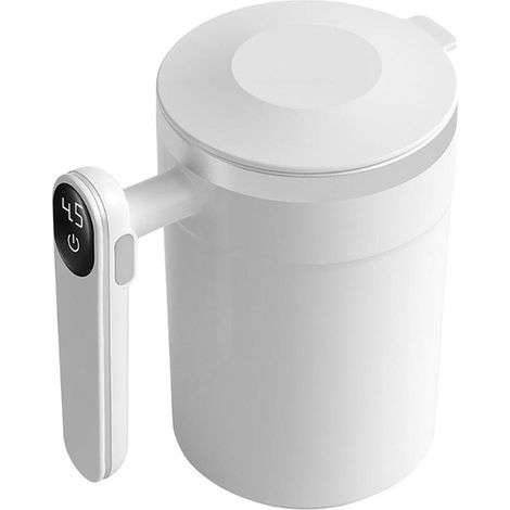 400 ml magnetischer, automatischer Kaffeebecher mit Temperaturanzeige, wiederaufladbarer Smart-Becher, mit Deckel – weiß (1/5)