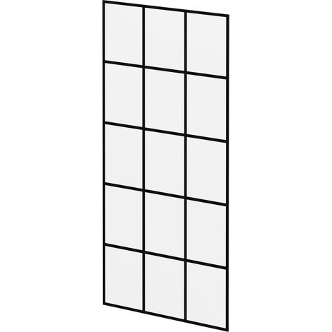 Pacco 8mm Clear with Black Printed Crittall Frame 1950mm x 900mm Walk In Shower Glass (1/5)
