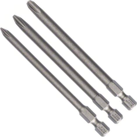 Bosch Accessories 2607001757 Inserto a Croce PH 1, PH 2, PH 3 extra duro E 6.3 3 pz.