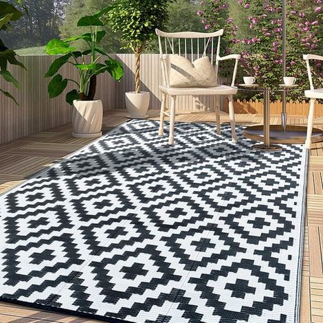 Tapis de jardin extérieur imperméable 180 x 270 cm, tapis de terrasse léger, protection UV, facile à nettoyer, pour une utilisation intérieure et extérieure sur les balcons, etc. (1/5)