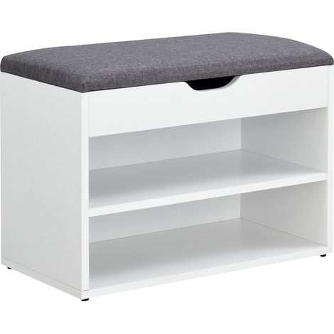 Schuhbank Gentofte 60x30x46cm Weiß/Grau [en.casa]