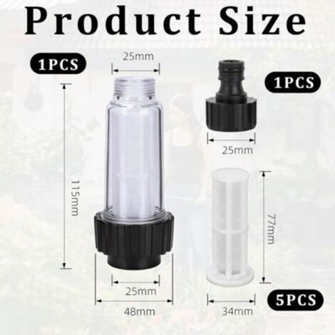 Filtre Tuyau Arrosage - Raccord 3/4 Pouces - Pour Nettoyeur Haute Pression Et Pompe De Jardin - Lot De 7 Pièces (1/5)