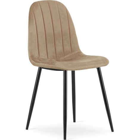 Sedia Padva in velluto marrone con gambe in metallo nero (1/5)