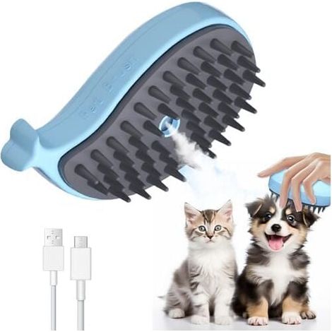Cat Steam Brush, 3-in-1 Cat Steam Brush, Cat Steam Brush, Cat Grooming Brushes, For Dogs Cats Effectively Removes Undercoat Tangles MUMU