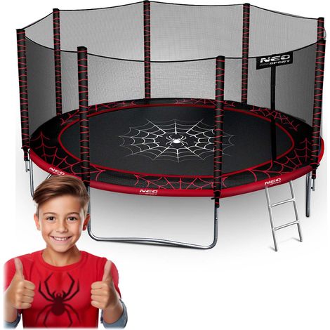 Neo-Sport Gartentrampolin (374 cm) mit Sicherheitsnetz und Leiter