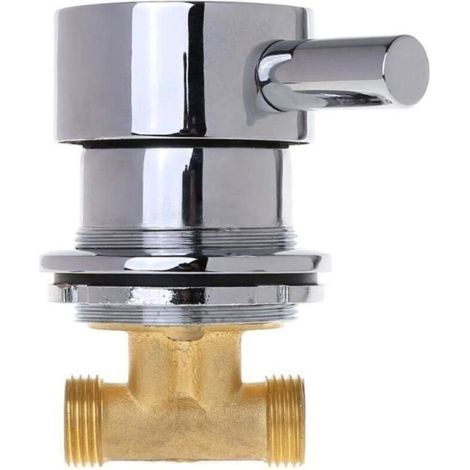 Mitigeur de douche cabine 2-en-1 avec vanne mélangeuse eau chaude/froide, raccord G1/2", finition chromée, sans marque (1/3)