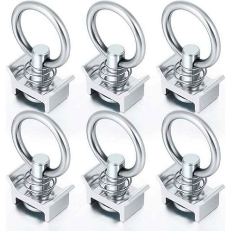 Pion D Arrimage Avec Anneau - Rail L Aluminium - Charge Max 1800 Kg - Pour Transport Routier Aeronautique Et Vehicules Specialises - Lot De 6 (1/4)
