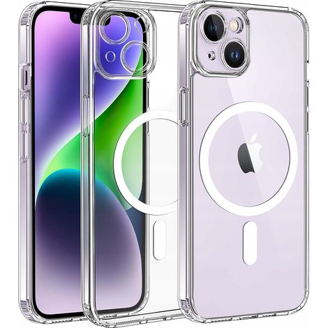 Funda magnética MagSafe para iPhone 15 Plus, funda transparente resistente a golpes y cristal. (1/5)