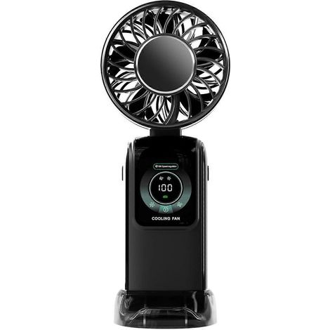 Ventilateur portable silencieux 3600 mAh, puissant et silencieux, en ABS, idéal pour la chambre, le bureau et l'école (noir). (1/5)