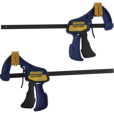 Quick-Grip Irwin 53006 Mordaza de barra (tamaño pequeño), 100 mm, Set de 2 Piezas, Negro