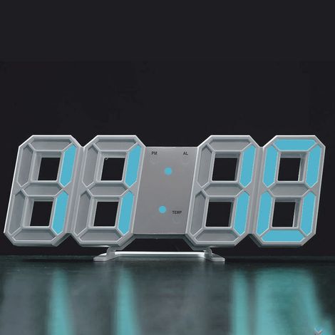 1 Horloge murale LED 3D, affichage heure et température, luminosité automatique, fonction snooze, pour chambre et bureau (1/5)