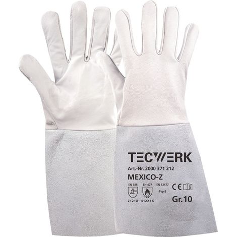 TECWERK Schweißerhandschuhe Mexico Z Gr.9 grau EN 388/407/12477 10PA TW