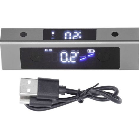 Transportador de ángulos digital, inclinómetro láser, caja de nivel de burbuja con pantalla LCD e interfaz tipo C para carpintería, construcción, decoración y bricolaje. (1/5)