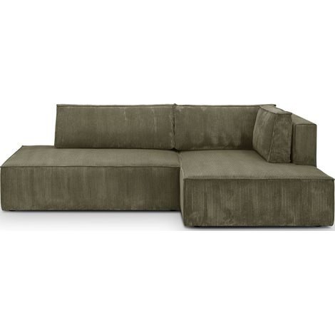 Homifab – Canapé d'angle convertible 3 places avec coffre en velours côtelé certifié Oeko-Tex® – Dimensions 238x107/154x78 cm – Couchage 139x185 cm (1/5)