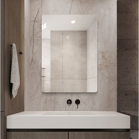Rahmenloser Badwandspiegel 50 x 70 cm aus silbernem Glas MODENUIT (1/5)