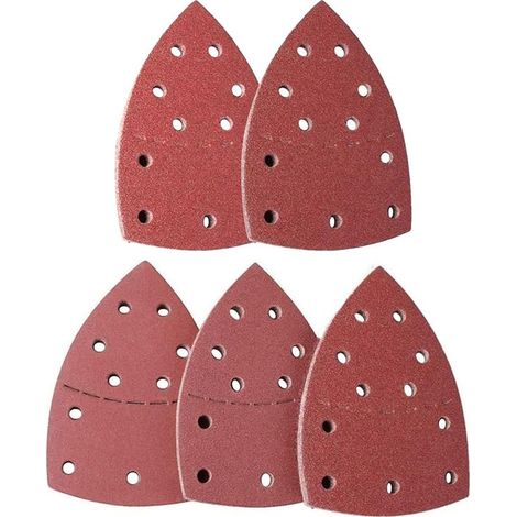 Papel de lija para lijadora - 50 hojas de lija para lijadora Mouse Delta - 105x152 mm - Grano 40/80/120/180/240 - 11 agujeros (1/4)