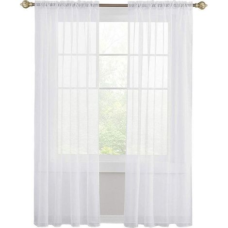 132x243 cm Blanc Rideaux Voilage à Oeillet Rideau Semi-Transparent intérieurs pour Chambre Salon Maison (1/5)