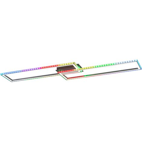 Plafoniera LED Lampada da soffitto Lampada da soggiorno dimmerabile telecomando RGB Cambio colore arcobaleno, colore della luce regolabile, 40W 3200lm bianco caldo-bianco freddo, LxLxH 121x72x6,4 cm