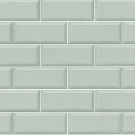 Blue Grey Brick Effect Vinyl Wallpaper Subway Tile Pattern Kitchen Bathroom