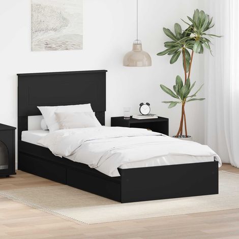 Aufbewahrungsbett Schwarz 75 x 190 cm Holzwerkstoff