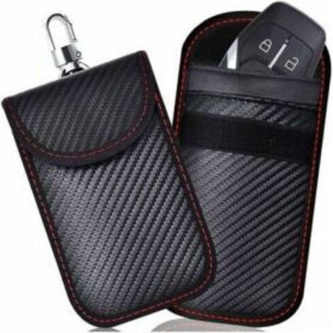 Sac Faraday de protection du signal des clés de voiture, 2 sacs de protection du signal des clés de voiture, housse de protection en fibre de carbone, petite taille (1/4)