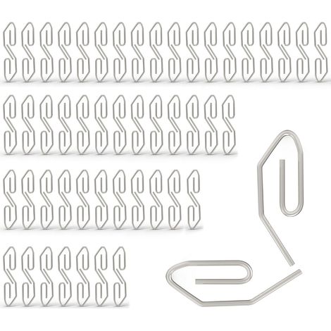Confezione da 100 ganci per aste per tende in metallo, 35 x 12 mm, in acciaio zincato, per tende di finestre, tende di porte, tende da doccia, tende per la testa e tende decorative. (1/5)