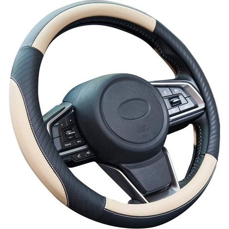 Allecto housse volant cuir beige, antidérapante et confortable, universelle pour volants auto 37-38 cm (1/5)