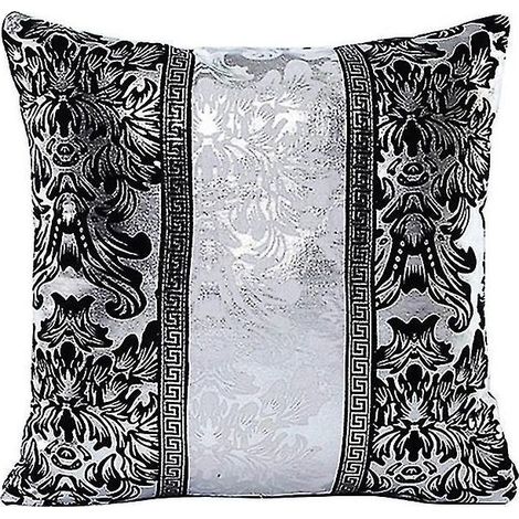 Housse de coussin de luxe noire et argentée - Décoration pour canapé, voiture ou lit A1 (1/3)