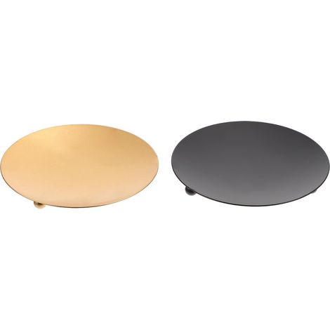 Lot de 2 Bougeoirs Modernes en Fer Plateau Décoratif Résistant pour Bougies Élégants et Pratiques pour Fête de Fiançailles ou Autres Événements (1/5)