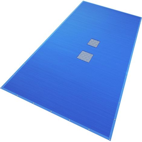 Bâche Piscine Rectangulaire en Polyéthylène 160g/m2 avec Filet d'Ecoulement Bâche Imperméable Résistante Double Couche avec Oeillets en Aluminium Couverture Étanche 6x12m (1/5)