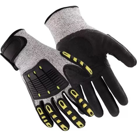 Gants de travail – Ultra-résistants, antidérapants et anti-coupures de niveau 5 – Protection renforcée de la paume pour les mécaniciens, les ouvriers du bâtiment et les magasiniers (1/5)